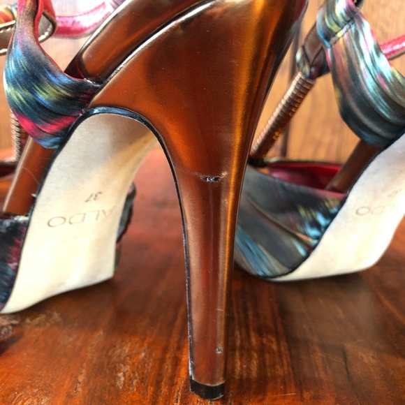 ALDO Tye-dyed Satin & Copper Mary Jane Stilettos - Picture 8 of 8